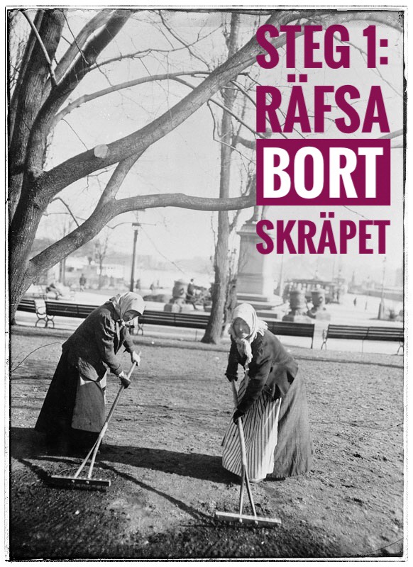 Krattning i Kungsträdgården vid Karl XII:s Torg